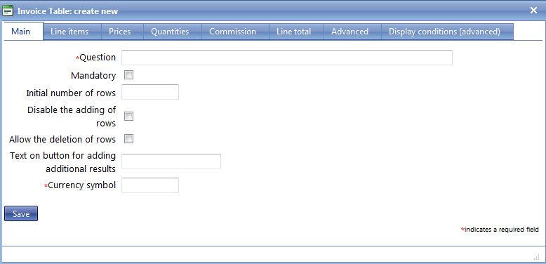 Item Type - Invoice table