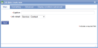 Main screen for creating/amending a Job data item
